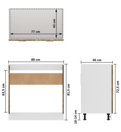 Armoire de plancher d'évier Chêne fumé 80x46x81,5 cm