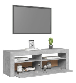 Meuble TV avec lumières LED gris béton 120x35x40 cm