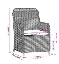 Mobilier de salle à manger de jardin avec coussins 7 pcs Noir