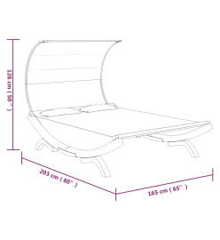 Lit repos et auvent 165x203x126cm Bois courbé massif Anthracite