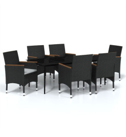 Mobilier de salle à manger de jardin avec coussins 7 pcs Noir