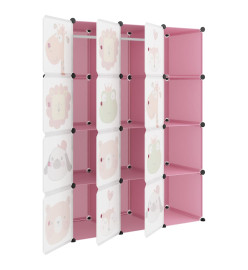 Armoire de rangement pour enfants avec 12 cubes Rose PP