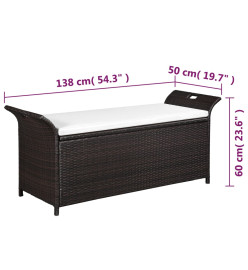 Banc de jardin avec coussin 138 cm Résine tressée Marron