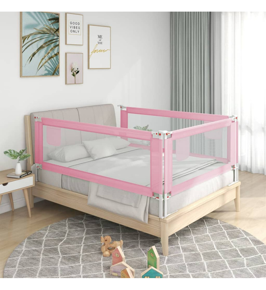 Barrière de sécurité de lit d'enfant Rose 160x25 cm Tissu