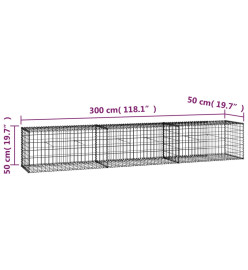 Mur en gabion avec couvercles Acier galvanisé 300 x 50 x 50 cm