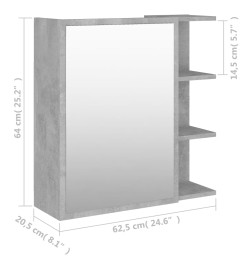 Armoire à miroir de bain Gris béton 62,5x20,5x64cm Aggloméré