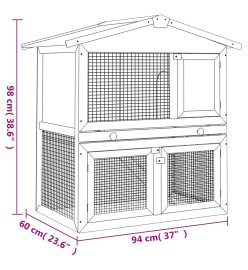 Clapier d'extérieur 3 portes Rouge Bois