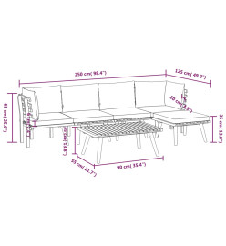 Salon de jardin 6 pcs avec coussins Bois d'acacia solide