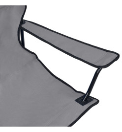 Chaise de camping pliable à 2 places Acier et tissu Gris