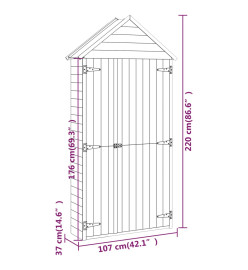 Abri à outils de jardin 107x37x220 cm Bois de pin imprégné