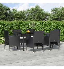 Mobilier de salle à manger de jardin avec coussins 7 pcs Noir