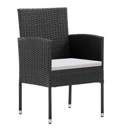 Ensemble à dîner de jardin et coussins 7pcs Noir Résine tressée