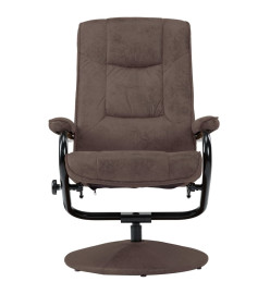 Fauteuil TV avec repose-pied Marron Similicuir daim