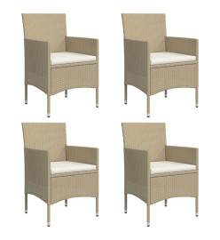 Mobilier de salle à manger de jardin coussins 5 pcs Beige/noir