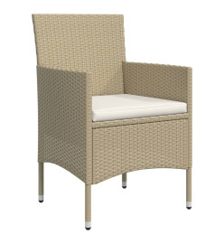 Mobilier de salle à manger de jardin coussins 5 pcs Beige/noir