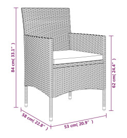 Mobilier de salle à manger de jardin coussins 5 pcs Beige/noir