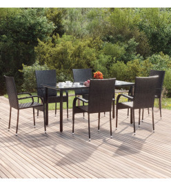 Ensemble à dîner de jardin 7 pcs Noir Résine tressée