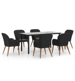 Mobilier de salle à manger de jardin avec coussins 7 pcs Noir