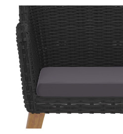 Mobilier de salle à manger de jardin avec coussins 7 pcs Noir