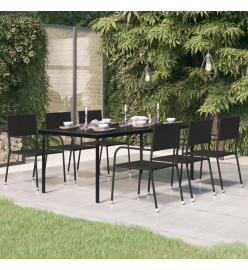 Table à dîner de jardin Noir 200x100x74 cm Acier et verre