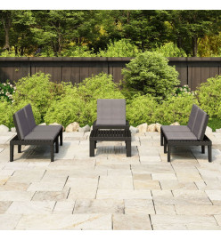 Salon de jardin 4 pcs avec coussins Plastique Gris
