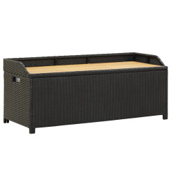 Banc de rangement de jardin 120 cm Résine tressée Noir