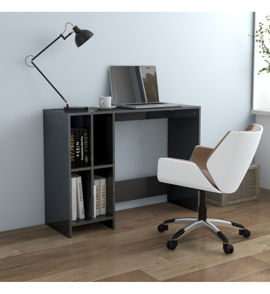 Bureau d'ordinateur portable Gris brillant 102,5x35x75 cm