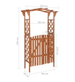 Pergola avec portail 116x40x204 cm Bois de sapin massif