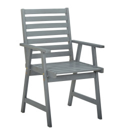 Chaises de salle à manger d'extérieur 2 pcs Gris Bois d'acacia