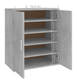 Armoire à chaussures Gris béton 60x35x70 cm Aggloméré