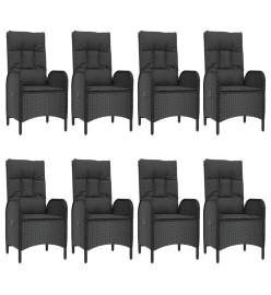 Mobilier à dîner de jardin 9pcs et coussins noir résine tressée