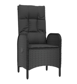 Mobilier à dîner de jardin 9pcs et coussins noir résine tressée