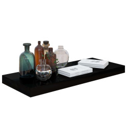 Étagère murale flottante Noir brillant 60x23,5x3,8 cm MDF