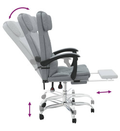 Fauteuil de massage inclinable de bureau Gris clair Tissu