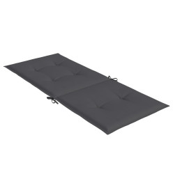 Coussins de chaise de jardin à dossier haut lot de 4 anthracite