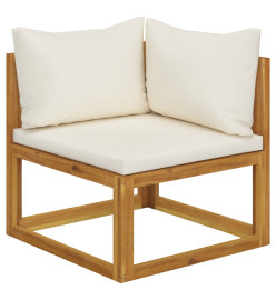 Salon de jardin 6 pcs avec coussin Crème Bois d'acacia solide