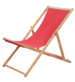 Chaise pliable de plage Tissu et cadre en bois Rouge