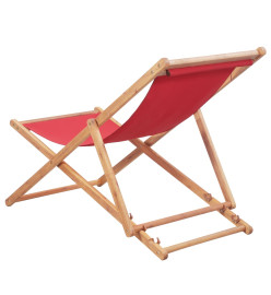 Chaise pliable de plage Tissu et cadre en bois Rouge