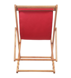 Chaise pliable de plage Tissu et cadre en bois Rouge