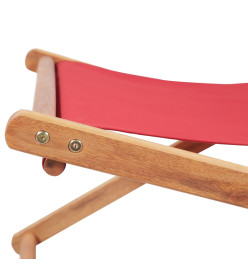 Chaise pliable de plage Tissu et cadre en bois Rouge