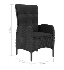 Ensemble de salle à manger de jardin 7 pcs Noir