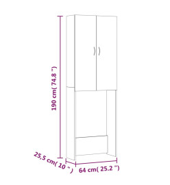 Meuble pour machine à laver Blanc brillant 64x25,5x190 cm