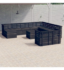 Salon palette de jardin 10 pcs Bois de pin massif Gris foncé