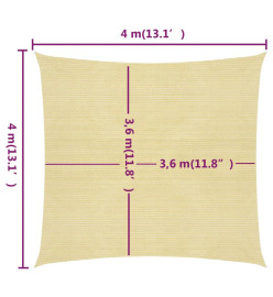 Voile d'ombrage 160 g/m² Beige 4x4 m PEHD