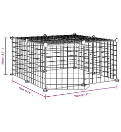 Cage animaux de compagnie à 12 panneaux et porte Noir 35x35 cm