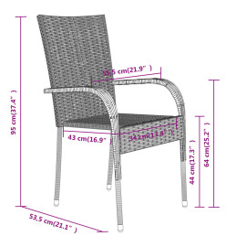 Ensemble de salle à manger de jardin 7 pcs Gris et noir