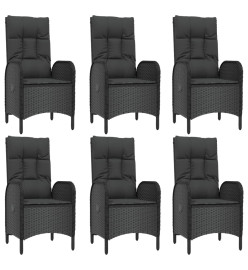 Mobilier à dîner de jardin 9pcs et coussins noir résine tressée