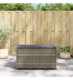 Banc de jardin avec coussin gris 116x46x57 cm résine tressée