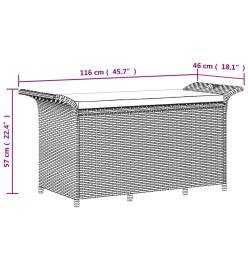 Banc de jardin avec coussin gris 116x46x57 cm résine tressée