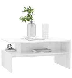 Table basse Blanc brillant 90x60x42,5 cm Aggloméré